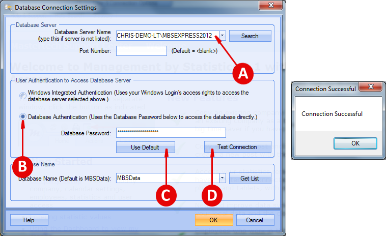 default database password